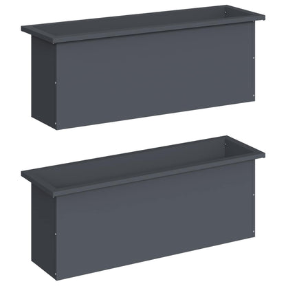 vidaXL Garden Planter with LED 2 pcs Antracite 30 x 100 x 30 cm Steel
