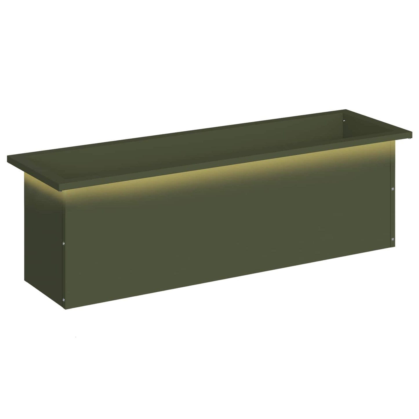 vidaXL Garden Planter with LED Olive Green 30 x 100 x 30 cm Steel