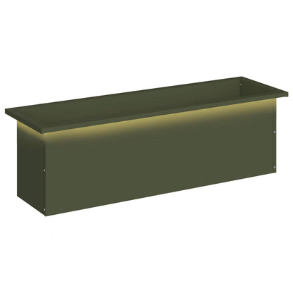 vidaXL Garden Planter with LED Olive Green 30 x 100 x 30 cm Steel