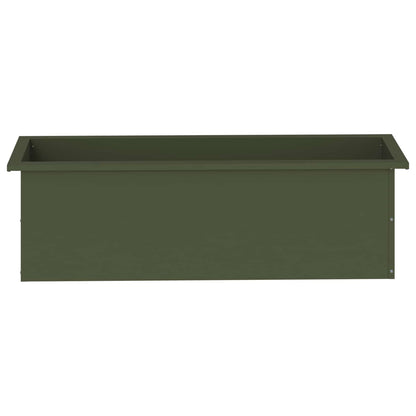 vidaXL Garden Planter with LED Olive Green 30 x 100 x 30 cm Steel