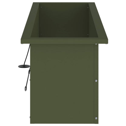 vidaXL Garden Planter with LED Olive Green 30 x 100 x 30 cm Steel