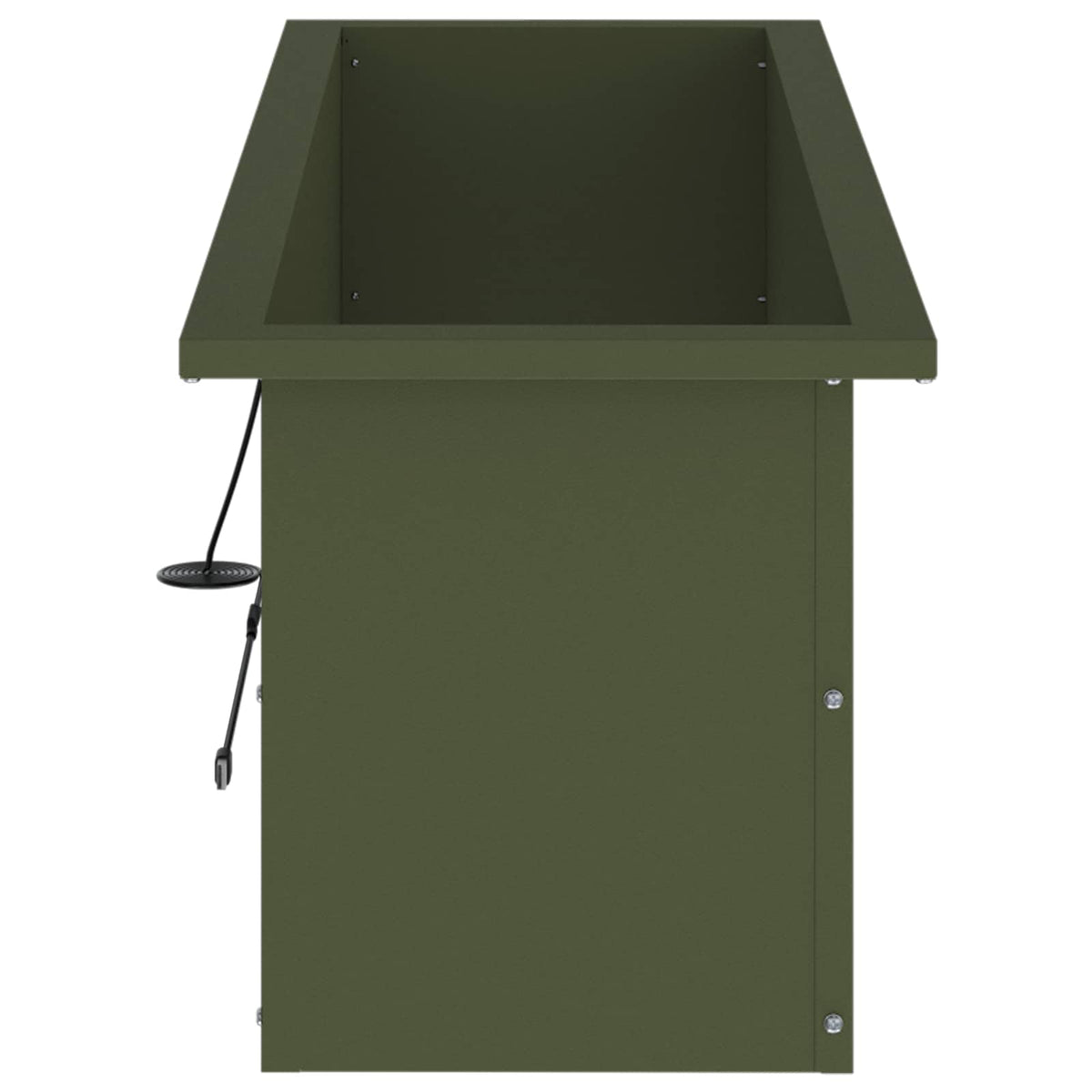 vidaXL Garden Planter with LED Olive Green 30 x 100 x 30 cm Steel