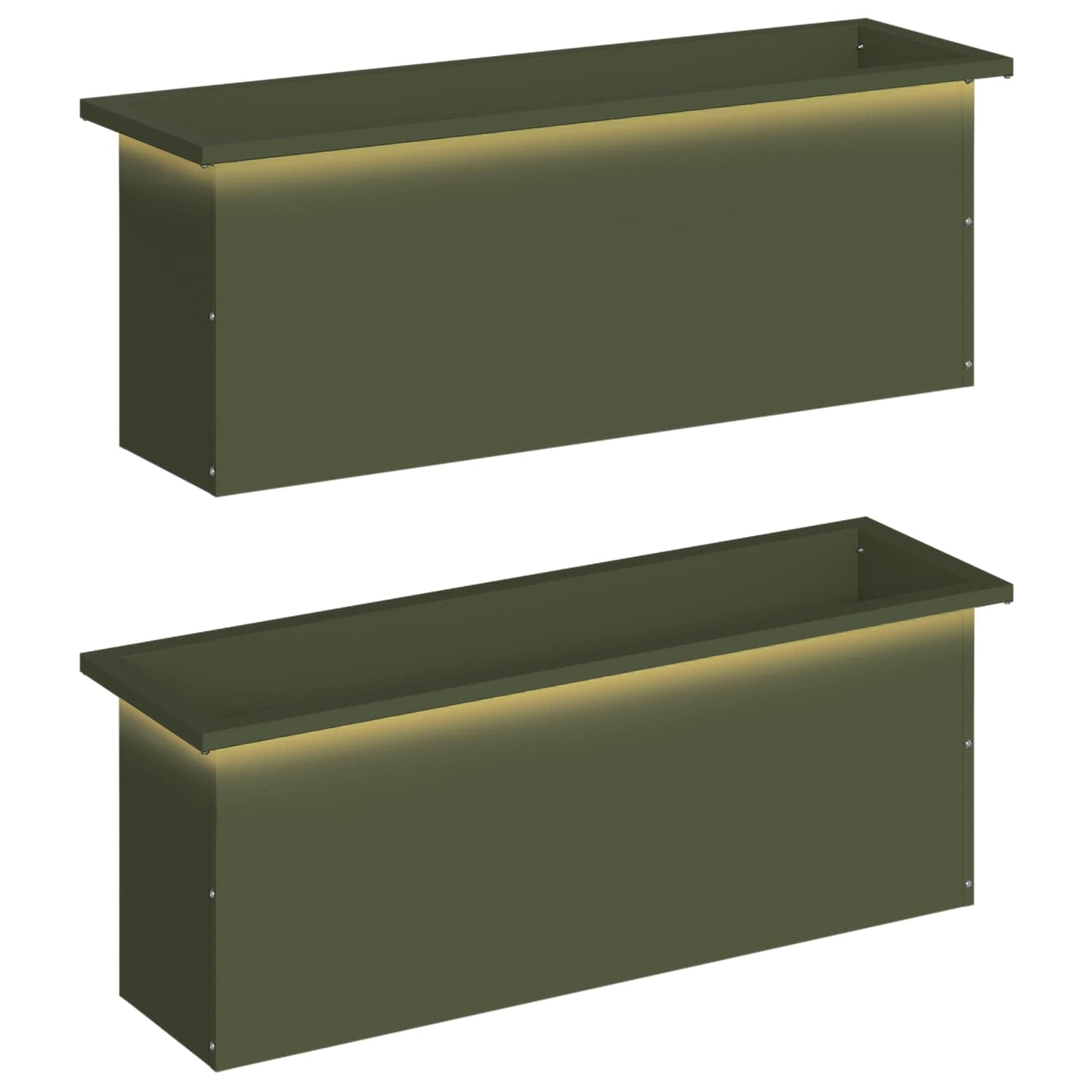 vidaXL Garden Planter with LED 2 pcs Olive Green 30 x 100 x 30 cm