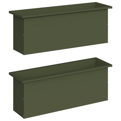 vidaXL Garden Planter with LED 2 pcs Olive Green 30 x 100 x 30 cm