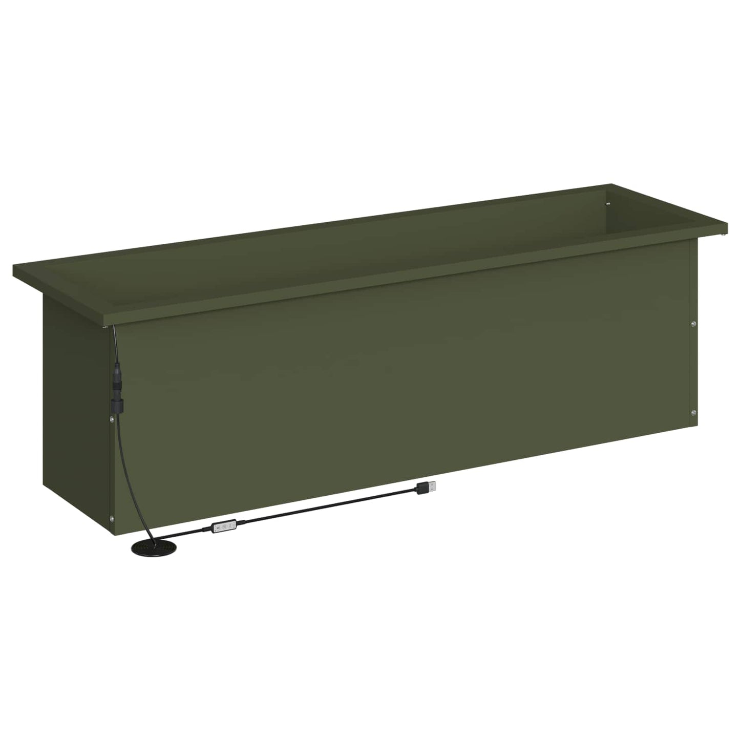 vidaXL Garden Planter with LED 2 pcs Olive Green 30 x 100 x 30 cm