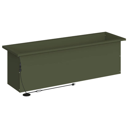 vidaXL Garden Planter with LED 2 pcs Olive Green 30 x 100 x 30 cm