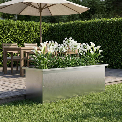 vidaXL Garden Planter with LED Silver 30 x 100 x 30 cm Stainless Steel