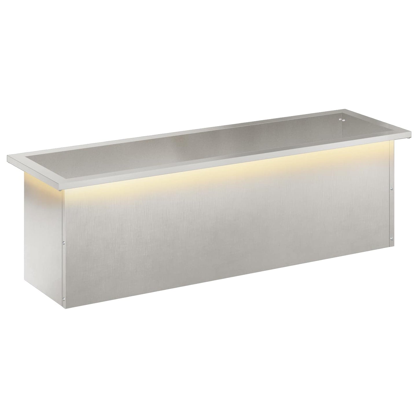 vidaXL Garden Planter with LED Silver 30 x 100 x 30 cm Stainless Steel