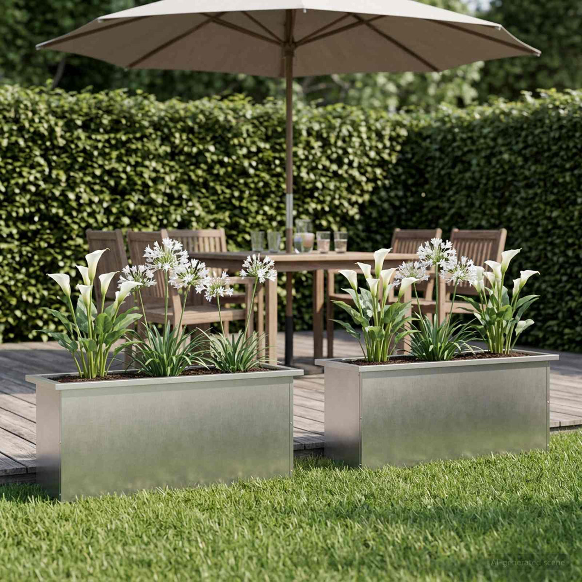 vidaXL Garden Planter with LED 2 pcs Silver 30 x 100 x 30 cm