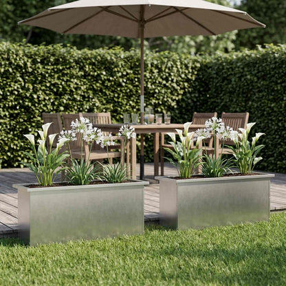 vidaXL Garden Planter with LED 2 pcs Silver 30 x 100 x 30 cm