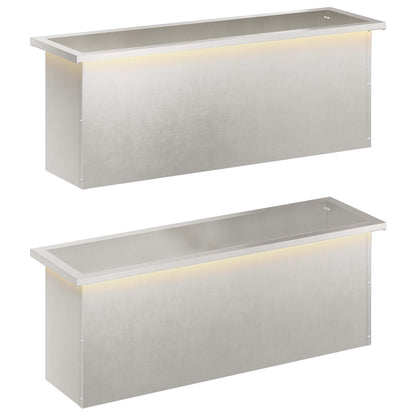 vidaXL Garden Planter with LED 2 pcs Silver 30 x 100 x 30 cm