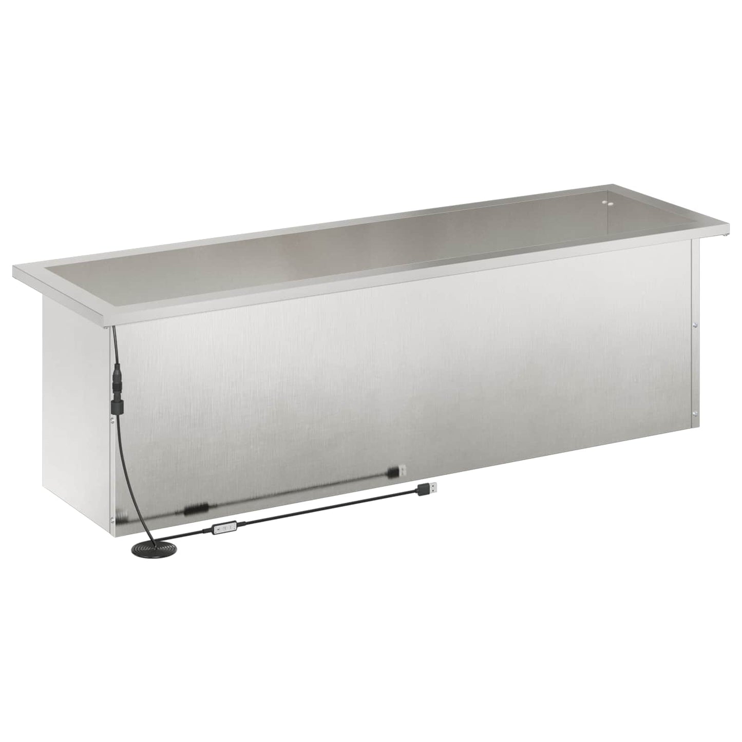 vidaXL Garden Planter with LED 2 pcs Silver 30 x 100 x 30 cm