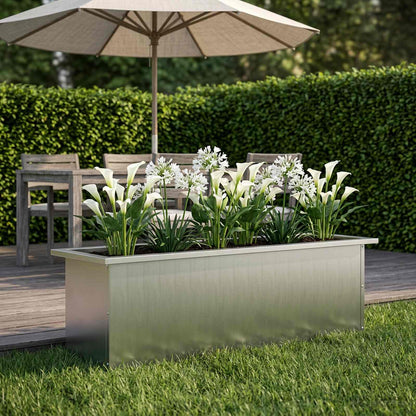 vidaXL Garden Planter with LED Silver 30 x 100 x 30 cm