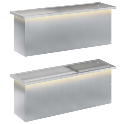 vidaXL Garden Planter with LED 2 pcs Silver 30 x 100 x 30 cm