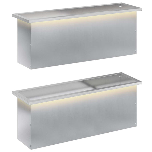 vidaXL Garden Planter with LED 2 pcs Silver 30 x 100 x 30 cm