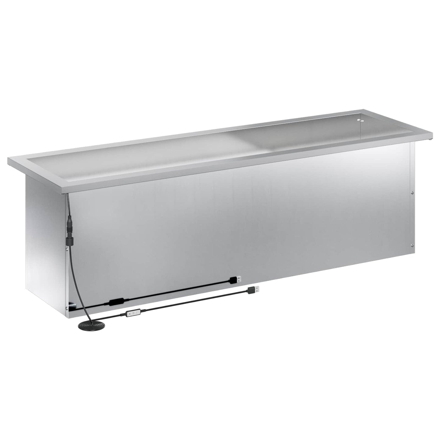 vidaXL Garden Planter with LED 2 pcs Silver 30 x 100 x 30 cm