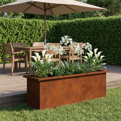 vidaXL Garden Planter with LED Rusty 30 x 100 x 30 cm Weathering Steel
