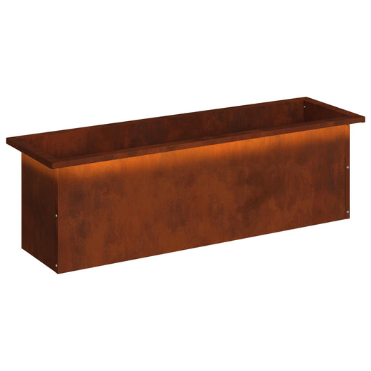 vidaXL Garden Planter with LED Rusty 30 x 100 x 30 cm Weathering Steel