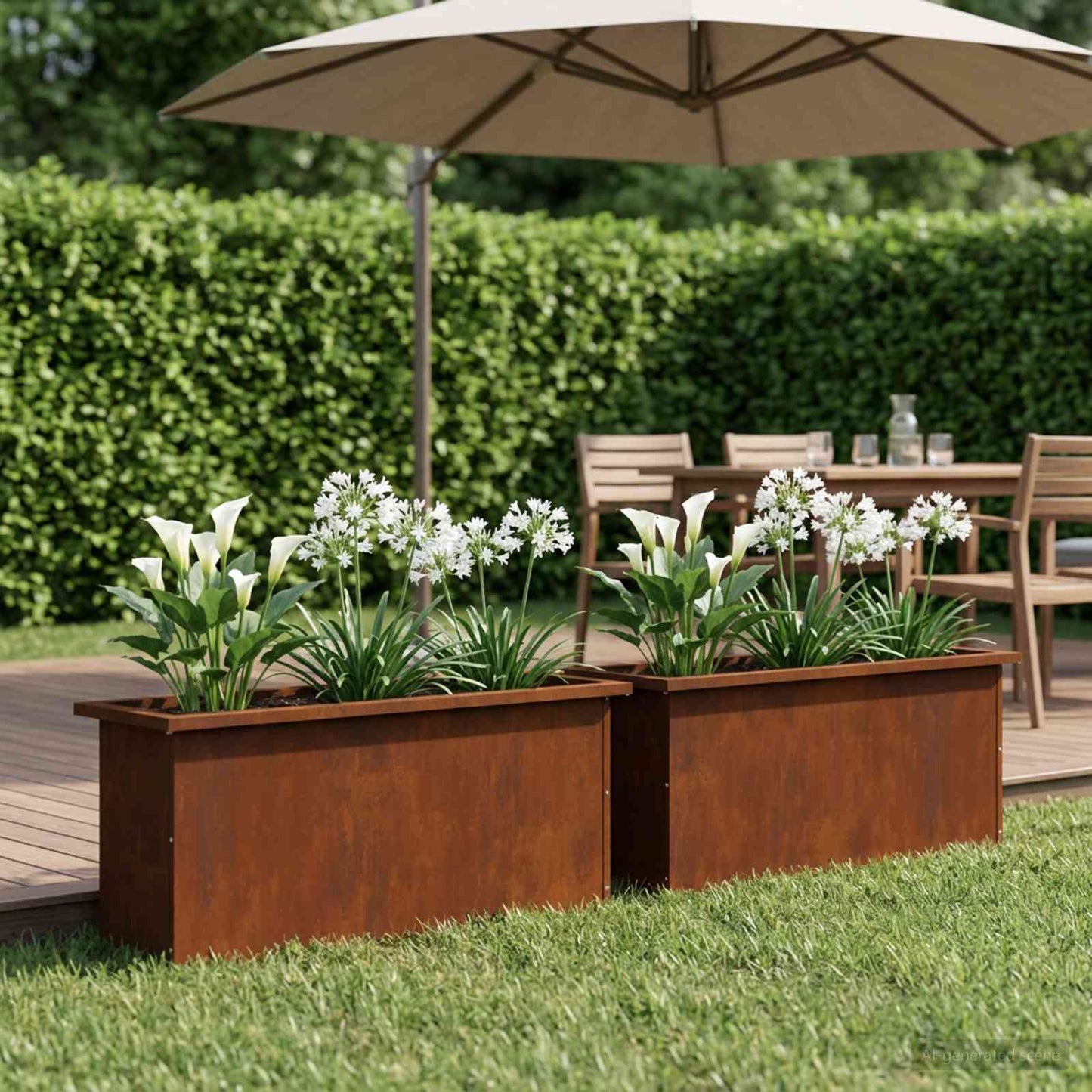 vidaXL Garden Planter with LED 2 pcs Rusty 30 x 100 x 30 cm