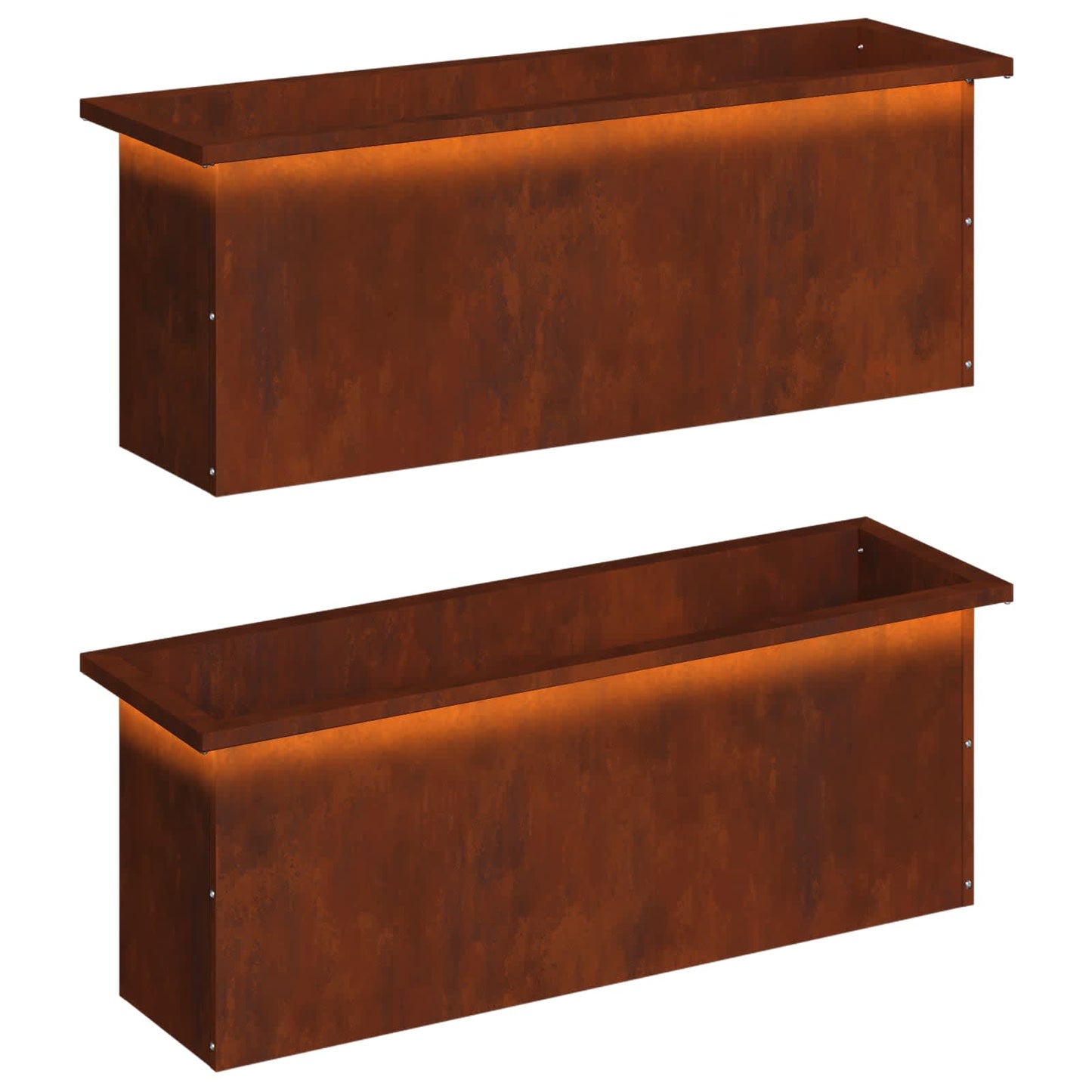 vidaXL Garden Planter with LED 2 pcs Rusty 30 x 100 x 30 cm