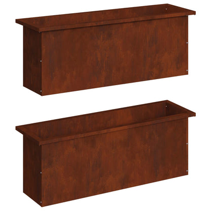 vidaXL Garden Planter with LED 2 pcs Rusty 30 x 100 x 30 cm