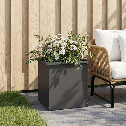 vidaXL Garden Planter with LED Black 40 x 40 x 40 cm Steel