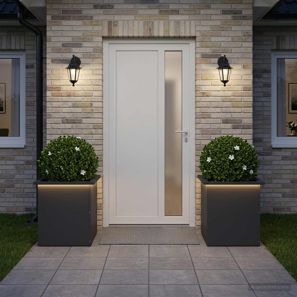 vidaXL Garden Planter with LED 2 pcs Black 40 x 40 x 40 cm Steel