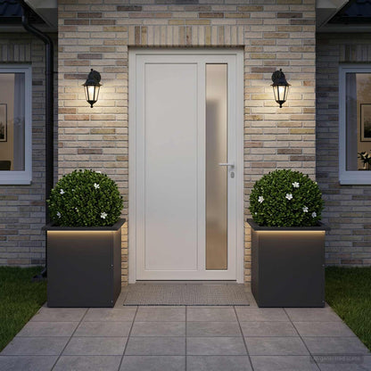 vidaXL Garden Planter with LED 2 pcs Black 40 x 40 x 40 cm Steel