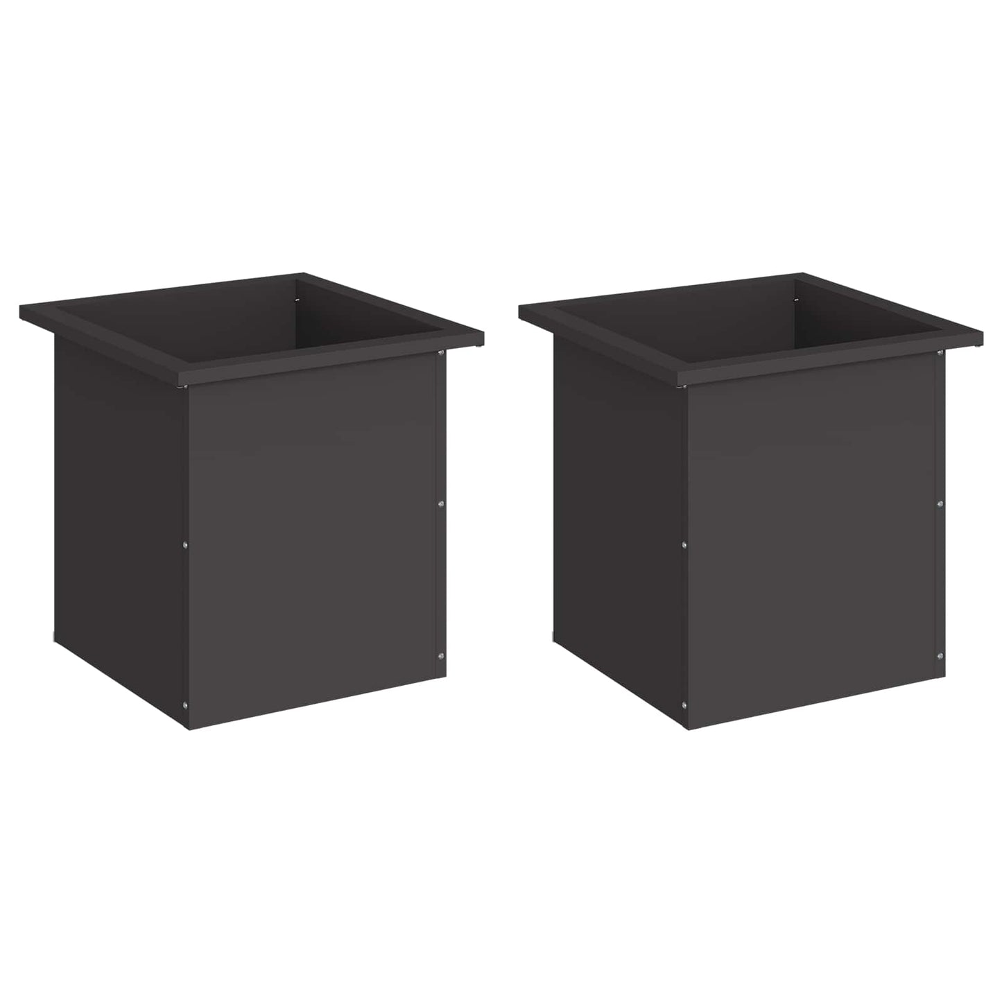 vidaXL Garden Planter with LED 2 pcs Black 40 x 40 x 40 cm Steel