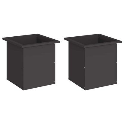 vidaXL Garden Planter with LED 2 pcs Black 40 x 40 x 40 cm Steel