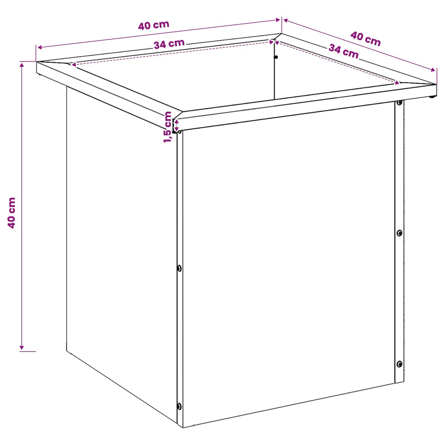 vidaXL Garden Planter with LED 2 pcs Black 40 x 40 x 40 cm Steel
