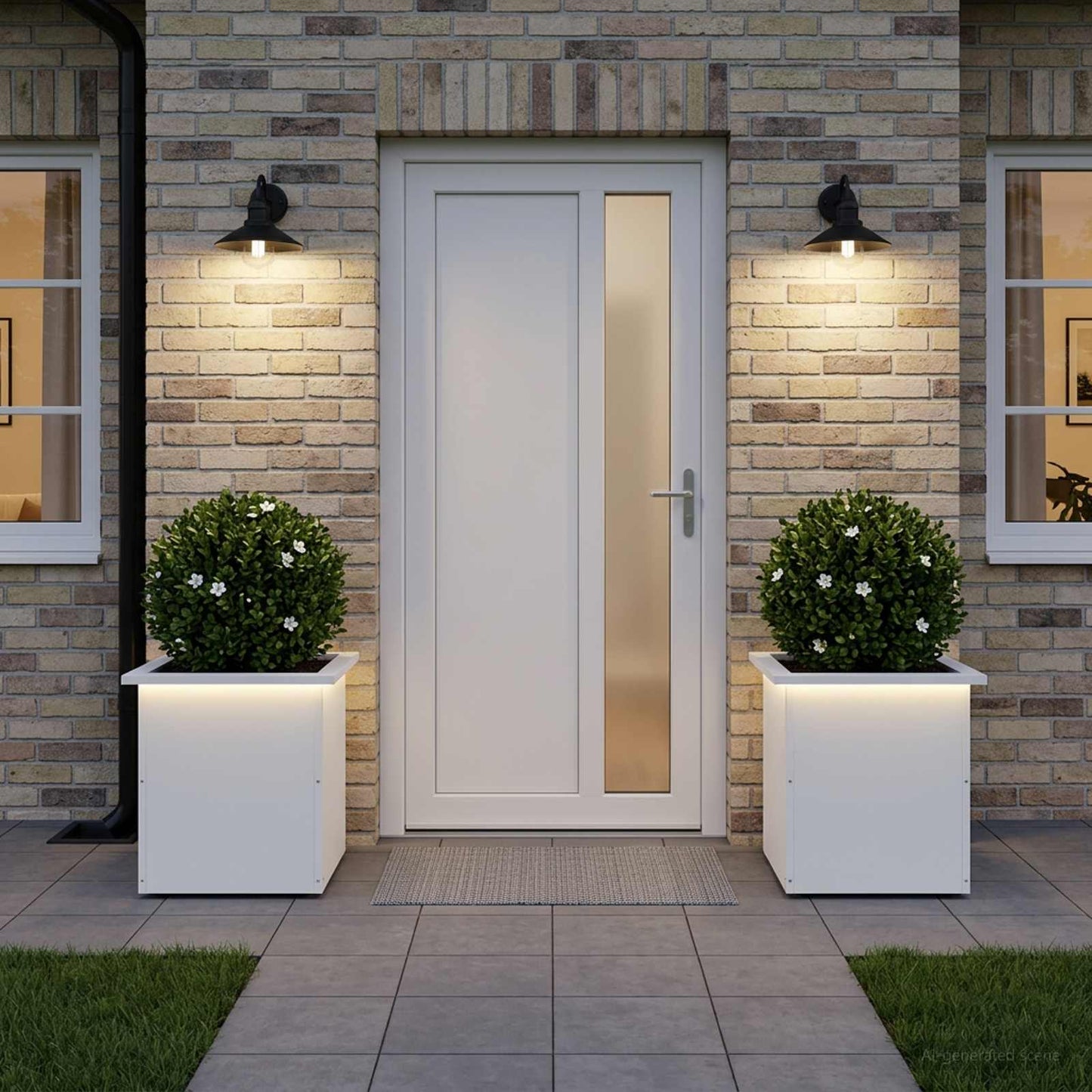 vidaXL Garden Planter with LED 2 pcs White 40 x 40 x 40 cm Steel