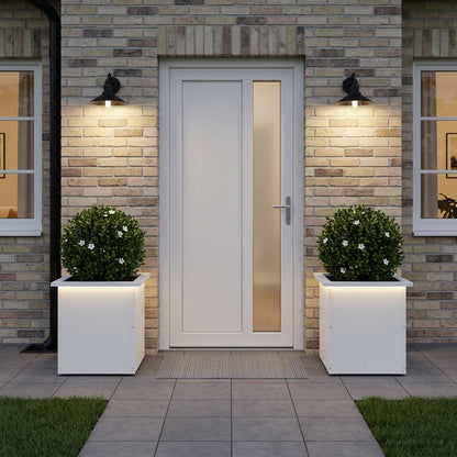 vidaXL Garden Planter with LED 2 pcs White 40 x 40 x 40 cm Steel