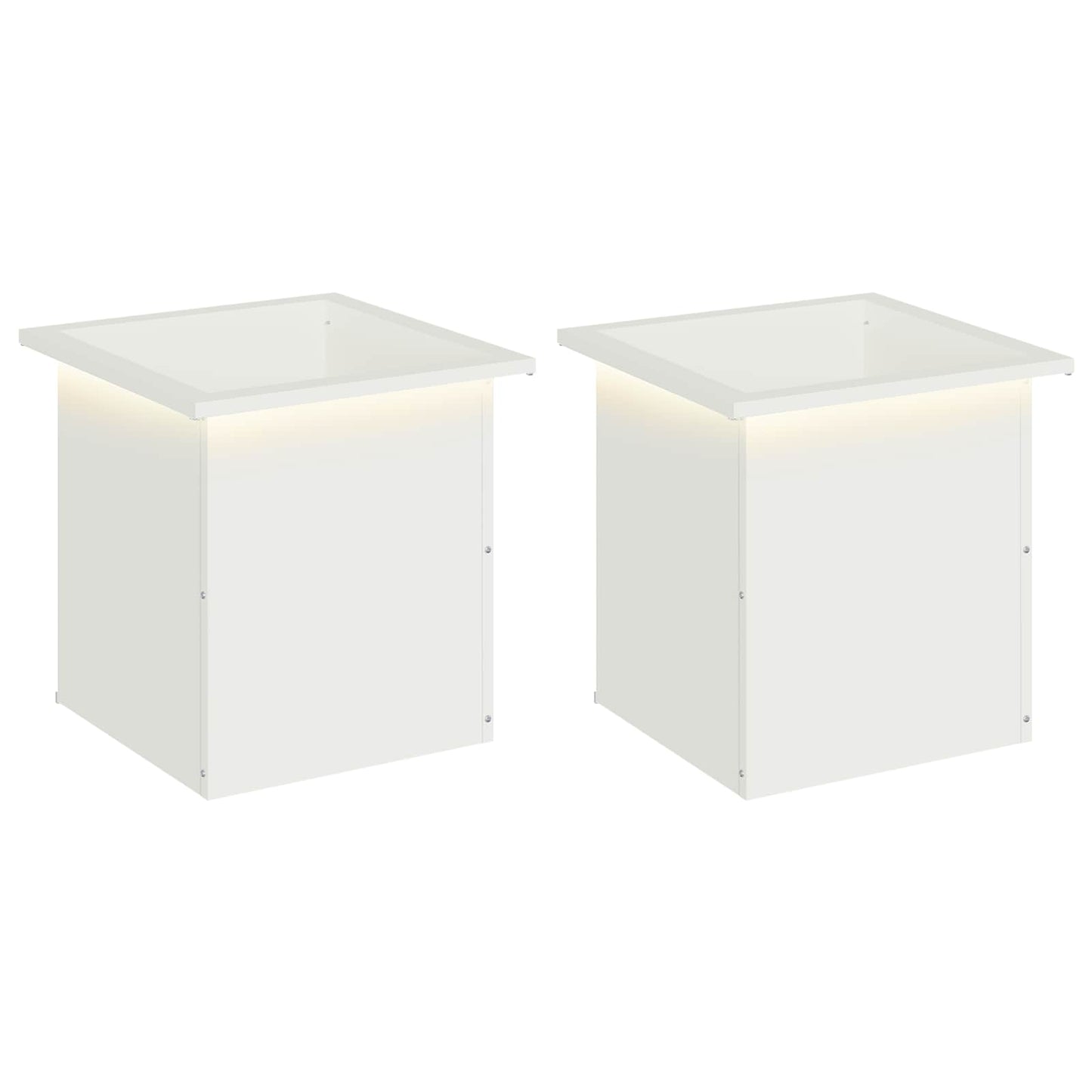 vidaXL Garden Planter with LED 2 pcs White 40 x 40 x 40 cm Steel