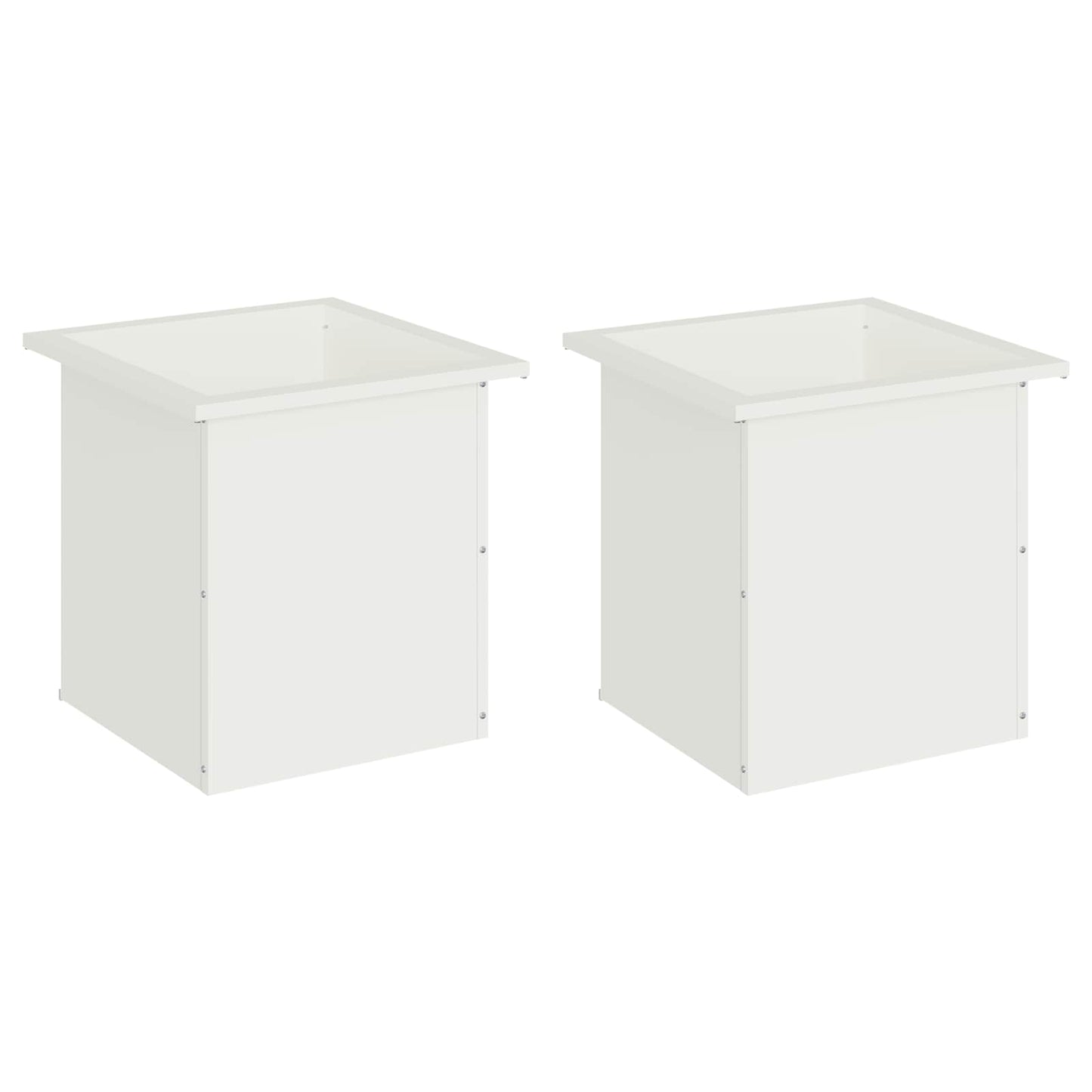 vidaXL Garden Planter with LED 2 pcs White 40 x 40 x 40 cm Steel
