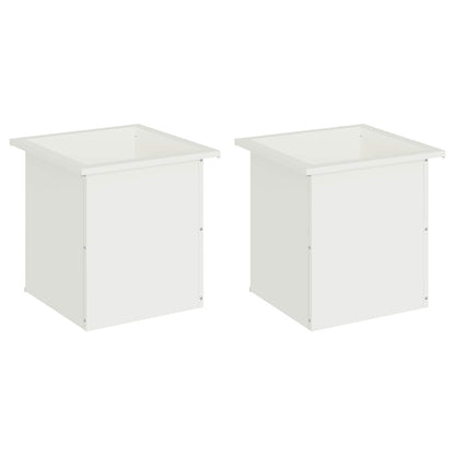 vidaXL Garden Planter with LED 2 pcs White 40 x 40 x 40 cm Steel