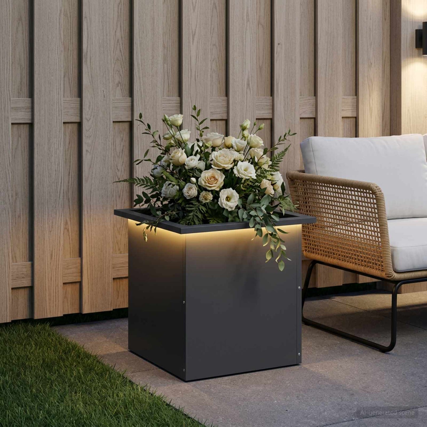 vidaXL Garden Planter with LED Antracite 40 x 40 x 40 cm Steel