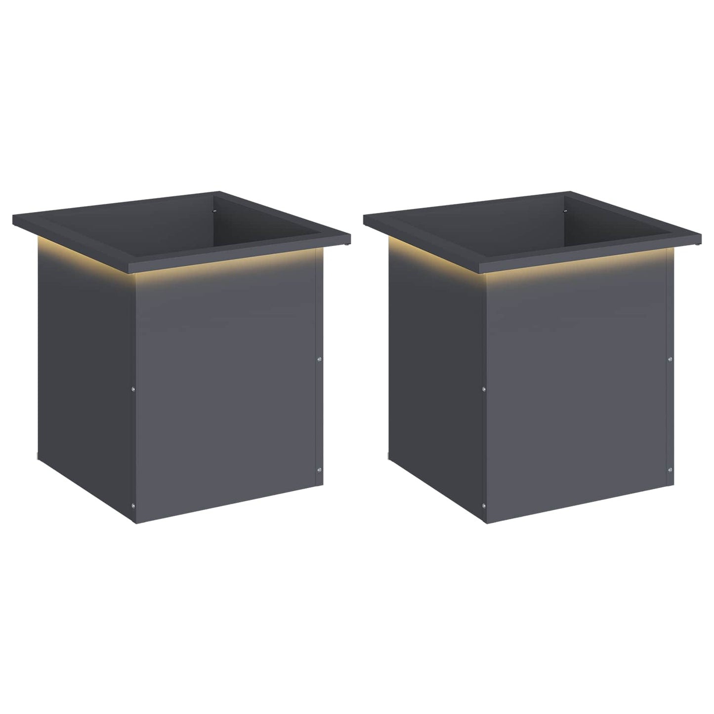 vidaXL Garden Planter with LED 2 pcs Antracite 40 x 40 x 40 cm Steel
