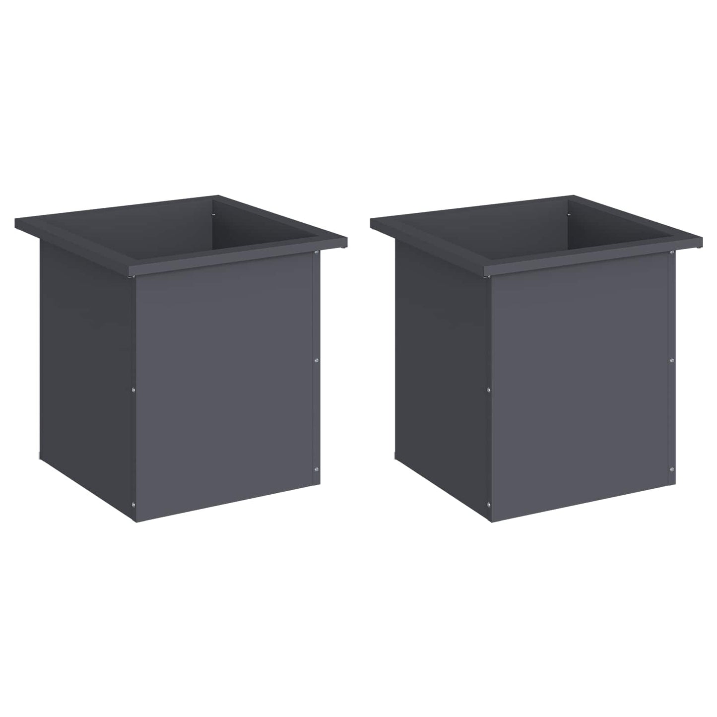 vidaXL Garden Planter with LED 2 pcs Antracite 40 x 40 x 40 cm Steel