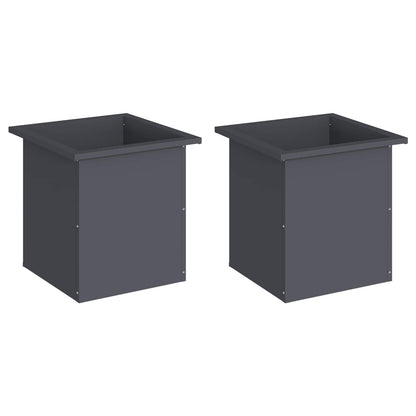 vidaXL Garden Planter with LED 2 pcs Antracite 40 x 40 x 40 cm Steel