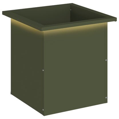 vidaXL Garden Planter with LED Olive Green 40 x 40 x 40 cm Steel