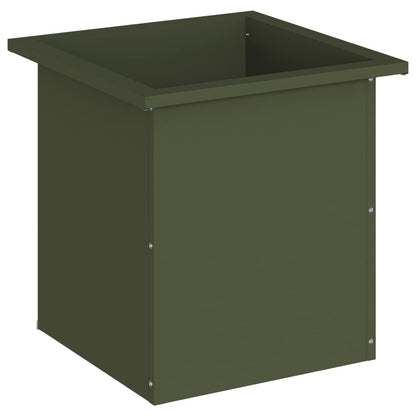 vidaXL Garden Planter with LED Olive Green 40 x 40 x 40 cm Steel