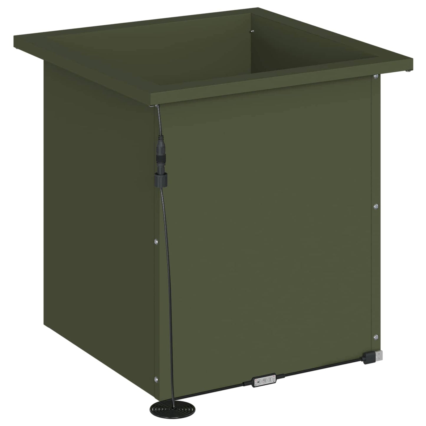 vidaXL Garden Planter with LED Olive Green 40 x 40 x 40 cm Steel