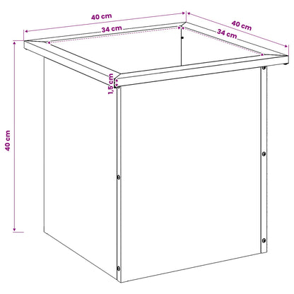 vidaXL Garden Planter with LED 2 pcs Olive Green 40 x 40 x 40 cm Steel