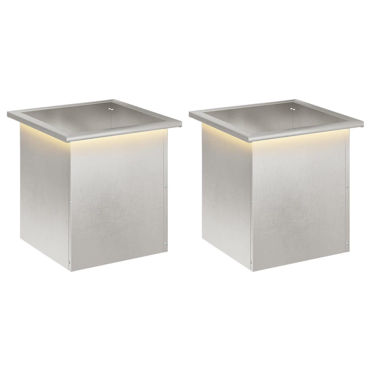 vidaXL Garden Planter with LED 2 pcs Silver 40 x 40 x 40 cm