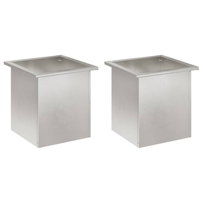 vidaXL Garden Planter with LED 2 pcs Silver 40 x 40 x 40 cm