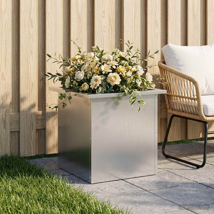 vidaXL Garden Planter with LED Silver 40 x 40 x 40 cm Galvanised Steel