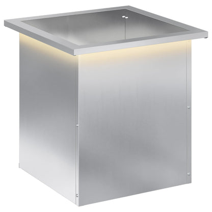 vidaXL Garden Planter with LED Silver 40 x 40 x 40 cm Galvanised Steel