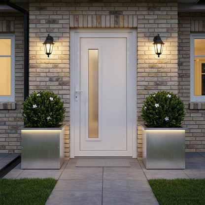 vidaXL Garden Planter with LED 2 pcs Silver 40 x 40 x 40 cm