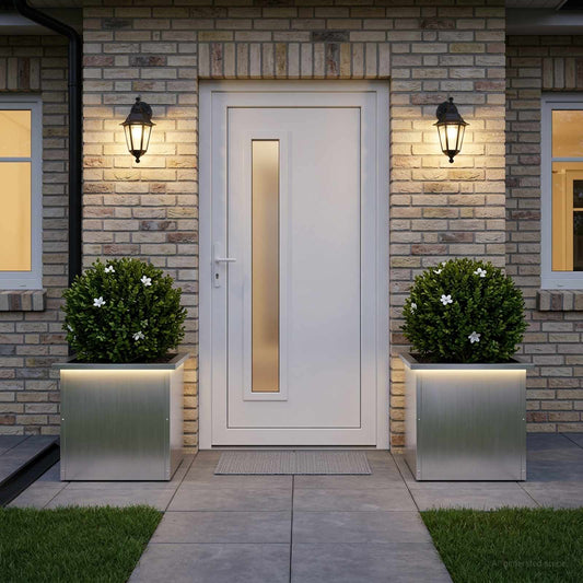 vidaXL Garden Planter with LED 2 pcs Silver 40 x 40 x 40 cm